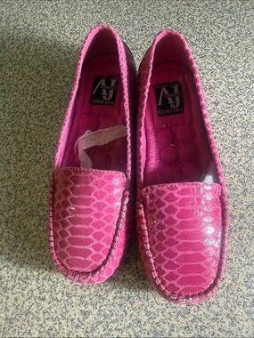 Aj Valenci Hot Pink Faux-Snakeskin Loafers